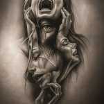 artistic representation of emotional struggle.