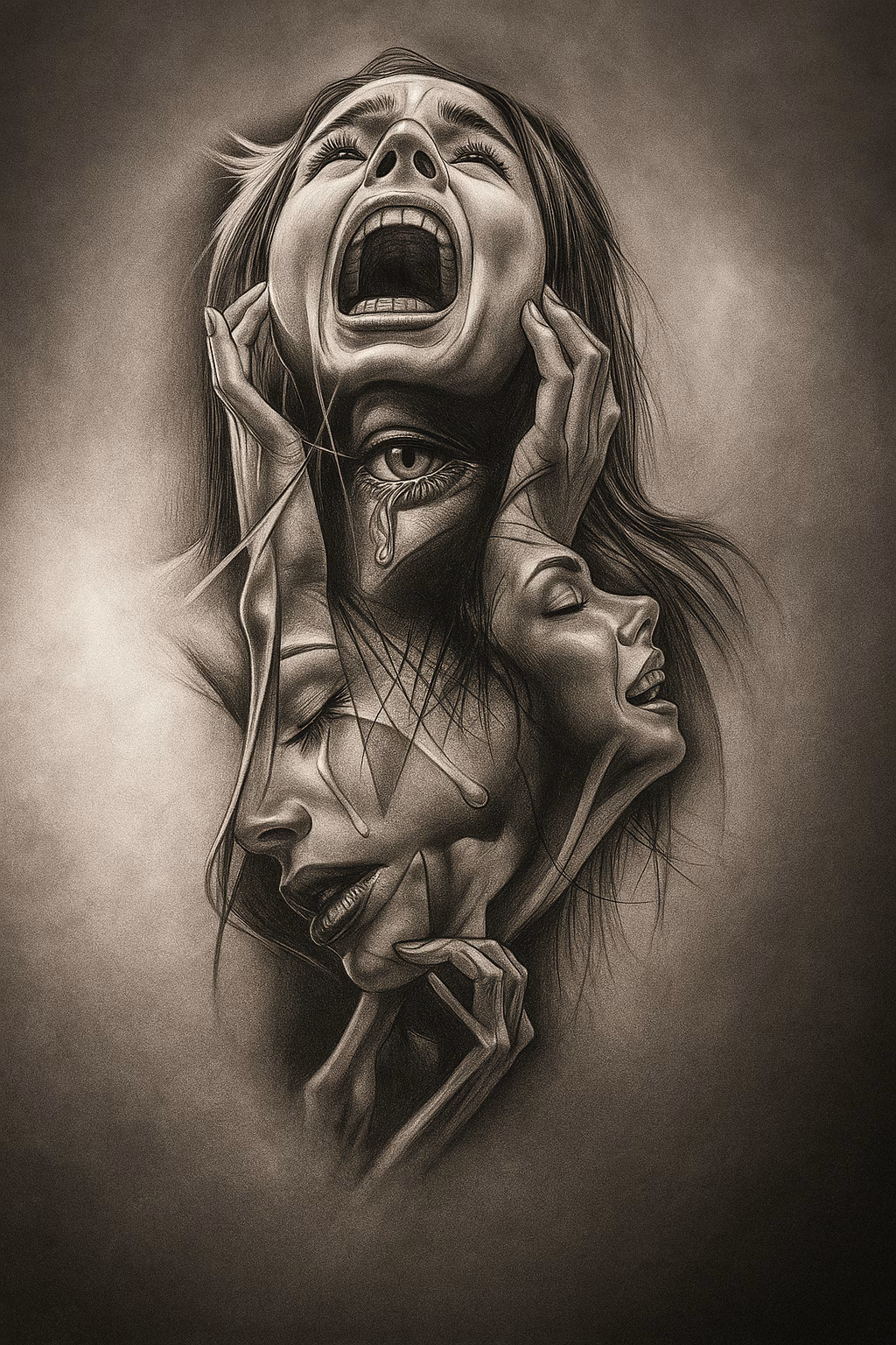 artistic representation of emotional struggle.